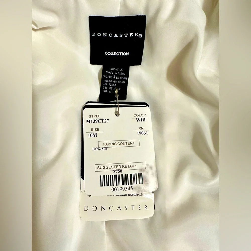 DESIGNER! DONCASTER COLLECTION!🌸100% SILK PEACOAT/DUSTER/White/Size-10 - Picture 13 of 16